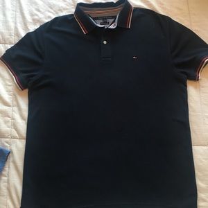 Stripped collar  polo shirt